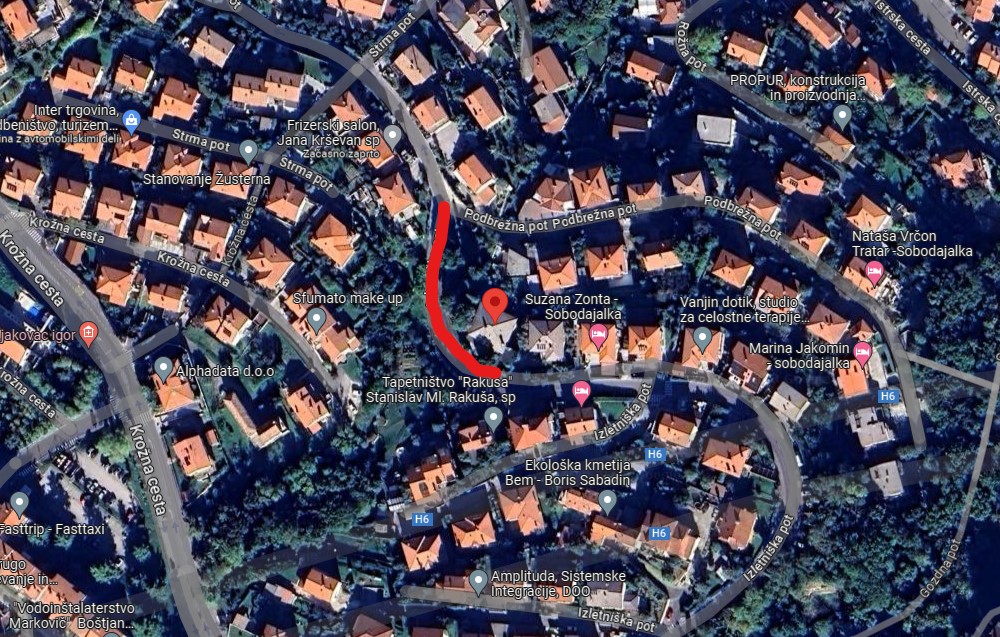 prikaz zapore prometa na Izletniški